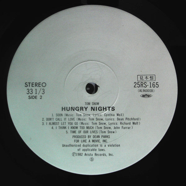 Tom Snow - Hungry Nights (LP, Promo)