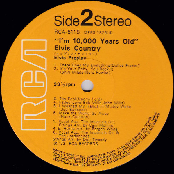Elvis Presley - ""I'm 10,000 Years Old"" Elvis Country (LP, Album, RE)
