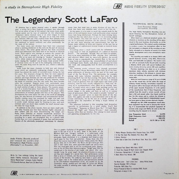 Scott LaFaro - The Legendary Scott LaFaro (LP, Album, RE)
