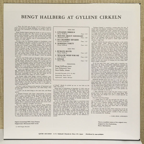 Bengt Hallberg - At Gyllene Cirkeln (LP, Album, Mono, RE)