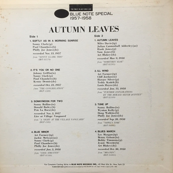 Various - Autumn Leaves - Blue Note Special 1957 - 1958(LP, Comp, M...