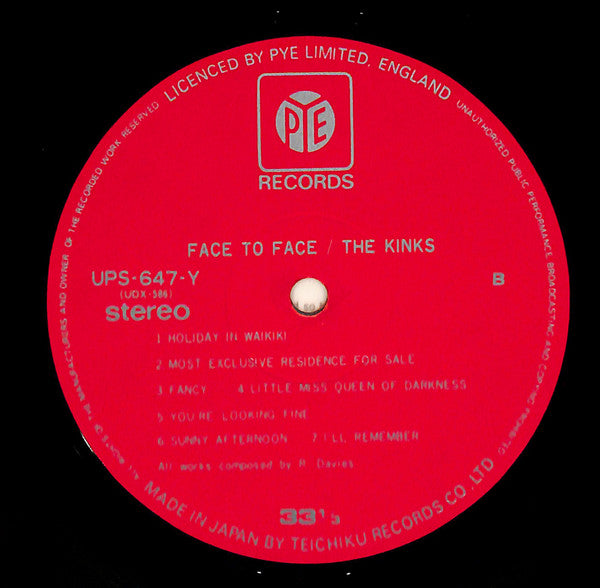 The Kinks - Face To Face (LP, Album, RE)
