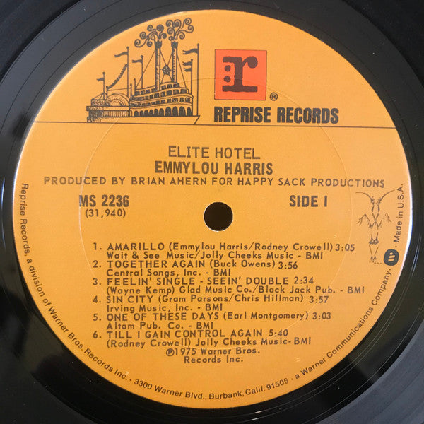 Emmylou Harris - Elite Hotel (LP, Album, Ter)