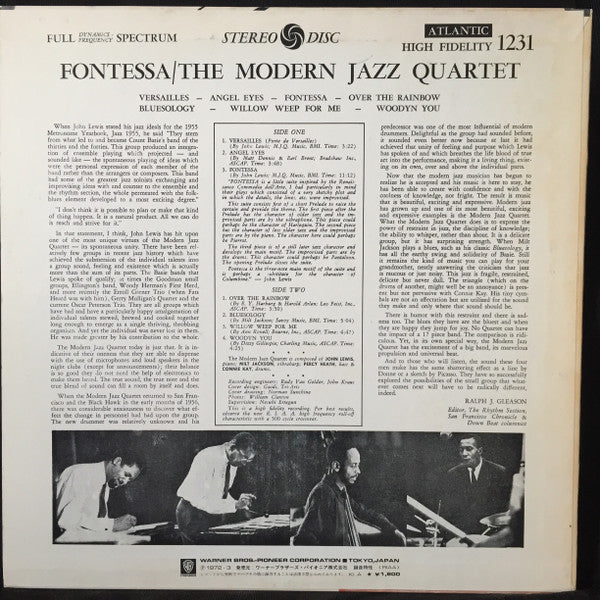 The Modern Jazz Quartet - Fontessa (LP, Album, RE)