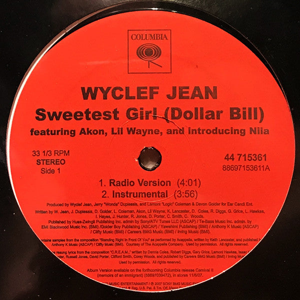 Wyclef Jean - Sweetest Girl (Dollar Bill)(12")