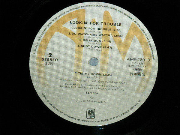 Toronto (4) - Lookin' For Trouble (LP, Album, Promo)