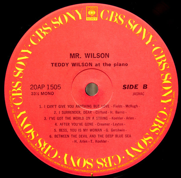 Teddy Wilson - Mr. Wilson (The Fabulous Teddy Wilson At The Piano)(...