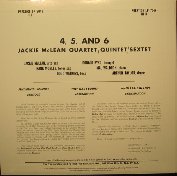 Jackie McLean - 4, 5 And 6 (LP, Album, Mono, Ltd, RE, RM, 200)