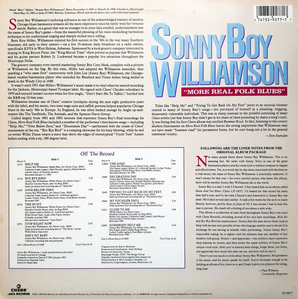 Sonny Boy Williamson (2) - More Real Folk Blues(LP, Album, Comp, RE...