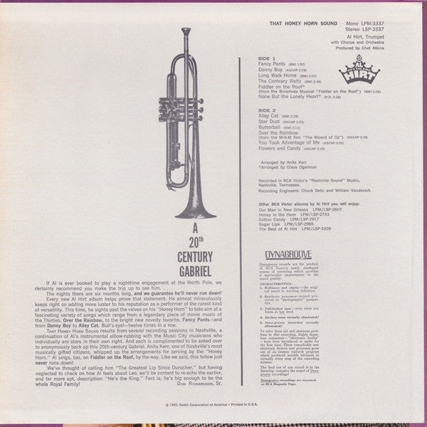 Al (He's The King) Hirt* - That Honey Horn Sound (LP, Album, Ind)