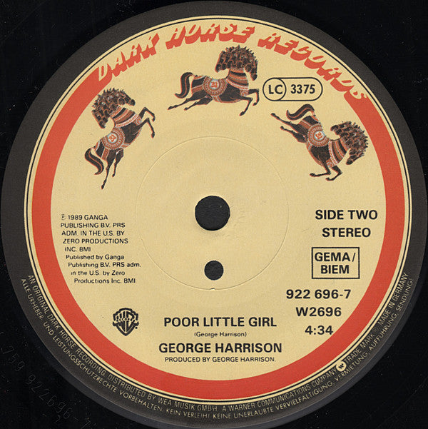 George Harrison - Cheer Down / Poor Little Girl (7"")