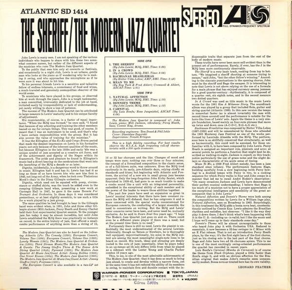 The Modern Jazz Quartet - The Sheriff (LP, Album, RE)