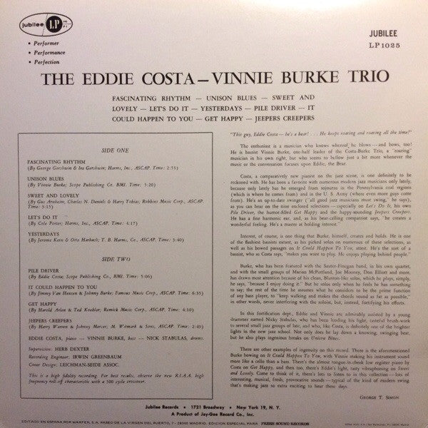 Eddie Costa - Vinnie Burke Trio - Eddie Costa - Vinnie Burke Trio(L...