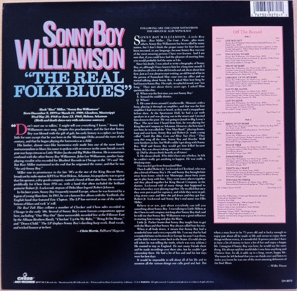 Sonny Boy Williamson (2) - The Real Folk Blues (LP, Album, RE, Glo)