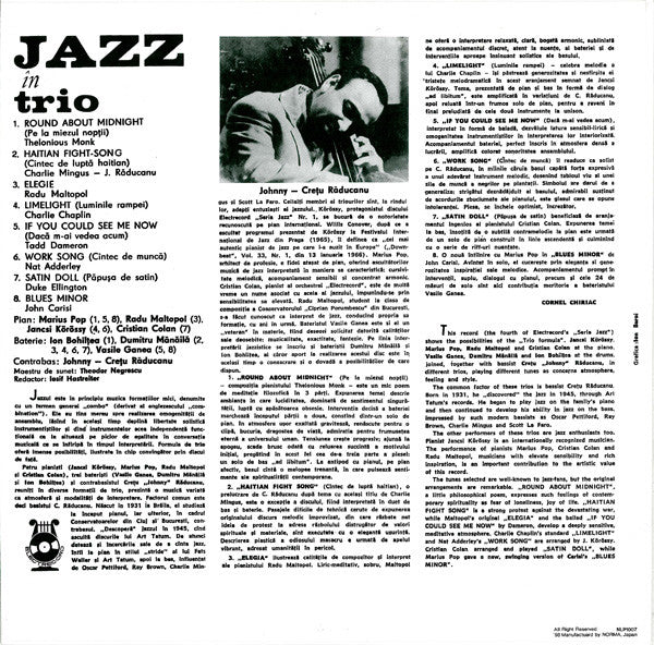Johnny - Crețu Răducanu* - Jazz În Trio (10"", Mono, RE)