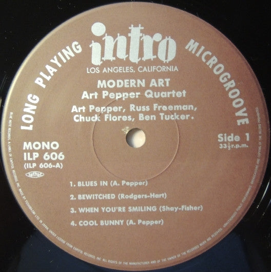 Art Pepper Quartet - Modern Art (LP, Album, Mono, Ltd, RE)