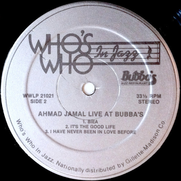 Ahmad Jamal - Live At Bubba's (LP, Album)