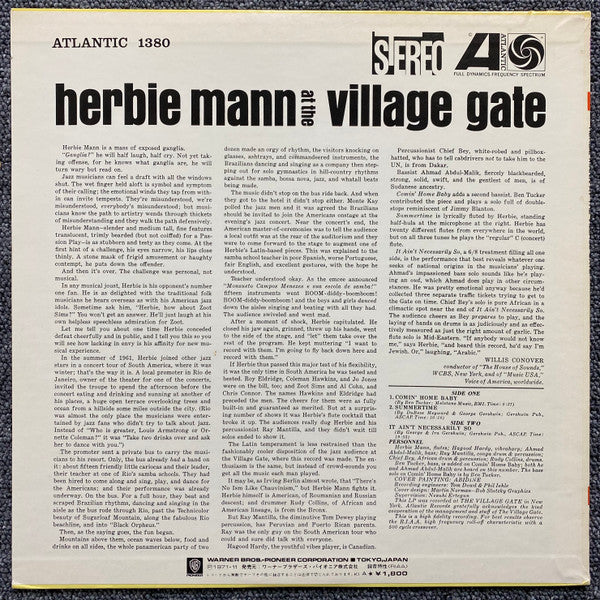 Herbie Mann - Herbie Mann At The Village Gate (LP, Album, RE)