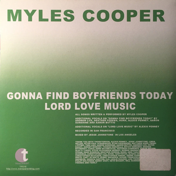 Myles Cooper - Gonna Find Boyfriends Today (7"", Single, Ltd)