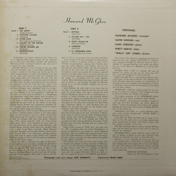 Howard McGhee - The Return Of Howard McGhee (LP, Album, Mono, RE)