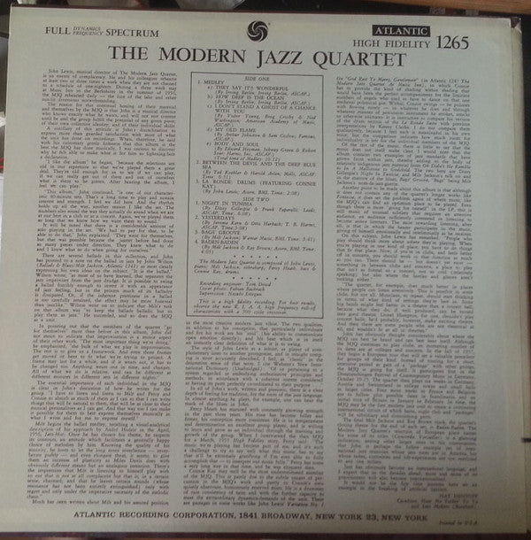 The Modern Jazz Quartet - The Modern Jazz Quartet (LP, Album, RP)