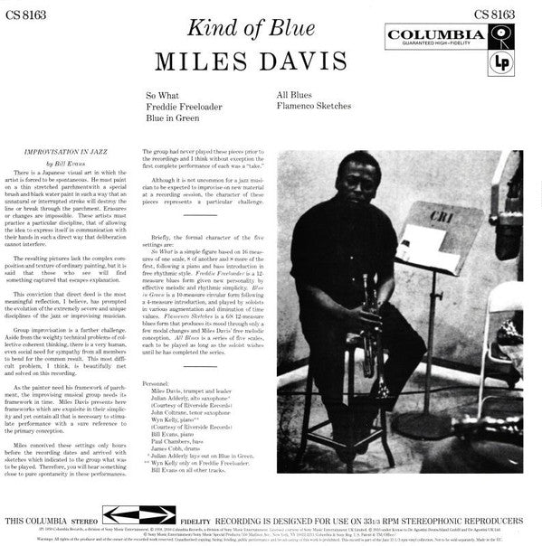 Miles Davis - Kind Of Blue (LP, Album, RE, 180)
