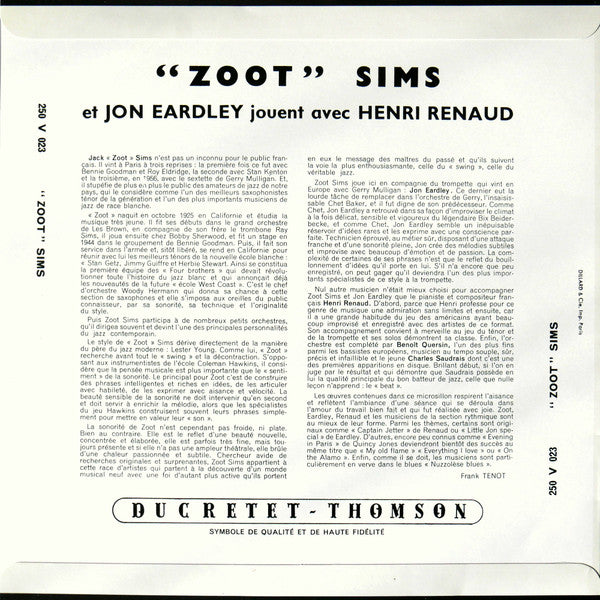 Zoot Sims - Zoot Sims Avec Henri Renaud Et Son Orchestre Et Jon Ear...