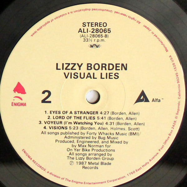 Lizzy Borden - Visual Lies (LP, Album)