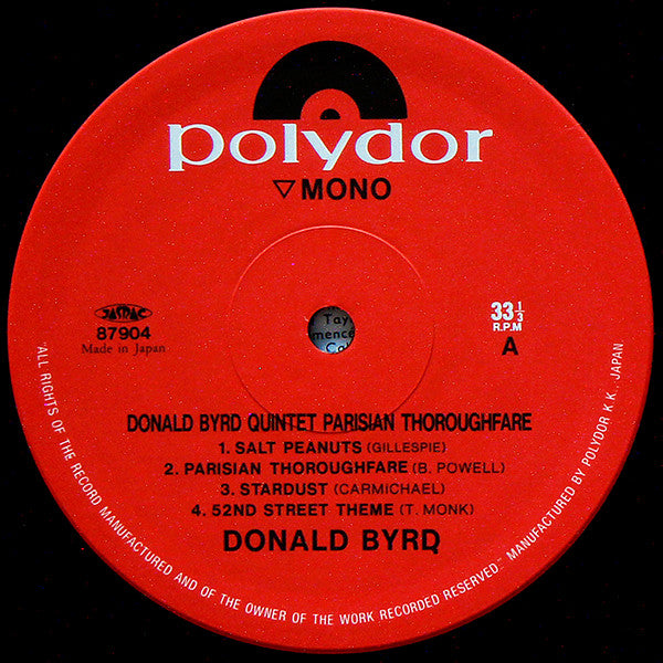 Donald Byrd Quintet - Parisian Thoroughfare (LP, Album, Mono, Ltd, RE)