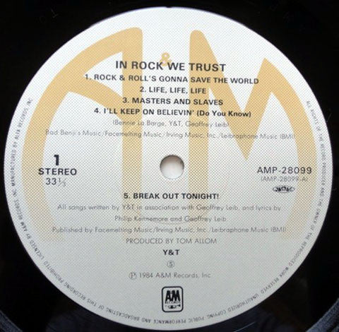 Y & T - In Rock We Trust (LP, Album)