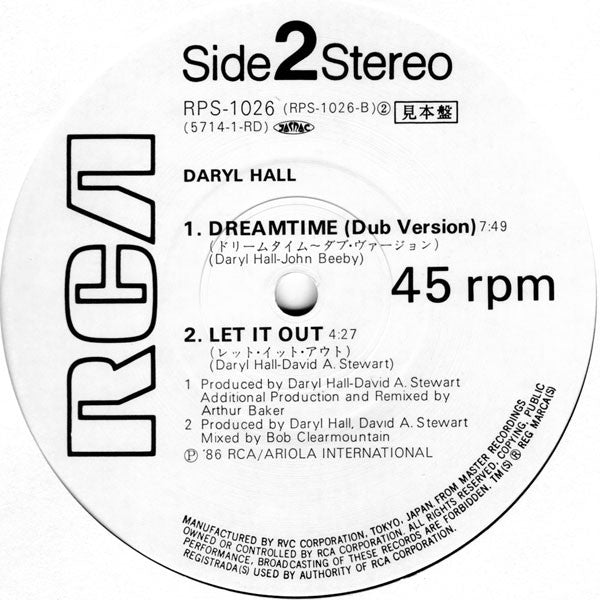 Daryl Hall - Dreamtime (Dance Mix) (12"", Maxi, Promo)