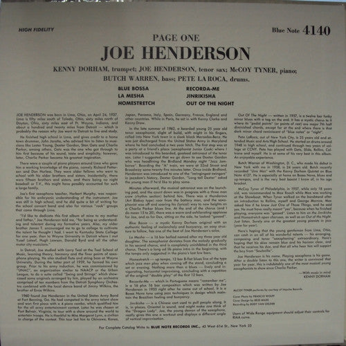 Joe Henderson - Page One (LP, Album, Mono, Ltd, RE)