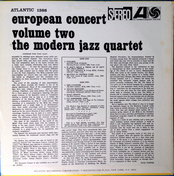 The Modern Jazz Quartet - European Concert: Volume Two (LP, Album, RE)