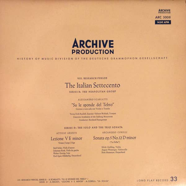 Alessandro Scarlatti - Su Le Sponde De Tebro / Lizione V E Minor / ...