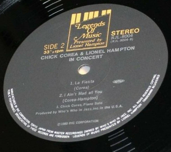 Chick Corea & Lionel Hampton - In Concert (LP, Album)