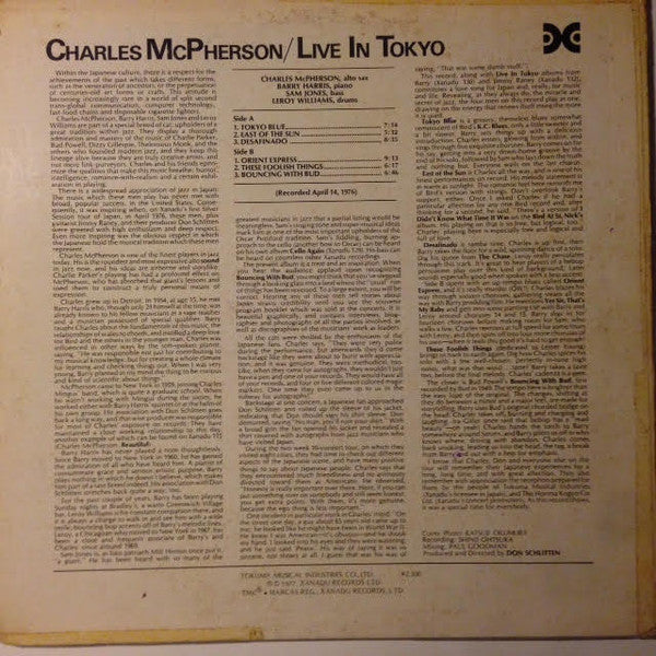 Charles McPherson - Live In Tokyo (LP, Album)