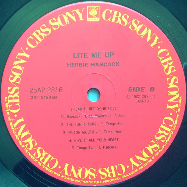 Herbie Hancock = ハービー・ハンコック* - Lite Me Up = ライト・ミー・アップ (LP, Album)