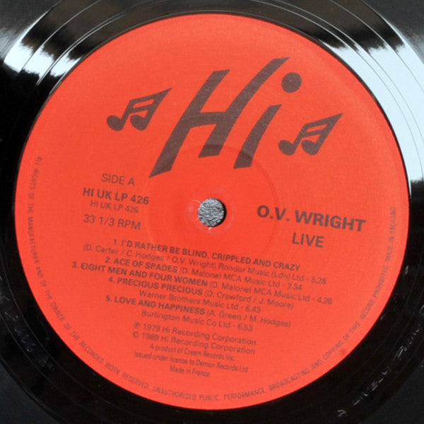 O.V. Wright - Live (LP, Album)