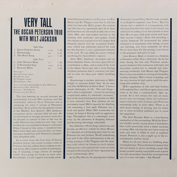 The Oscar Peterson Trio - Very Tall(LP, Album, RE, Gat)