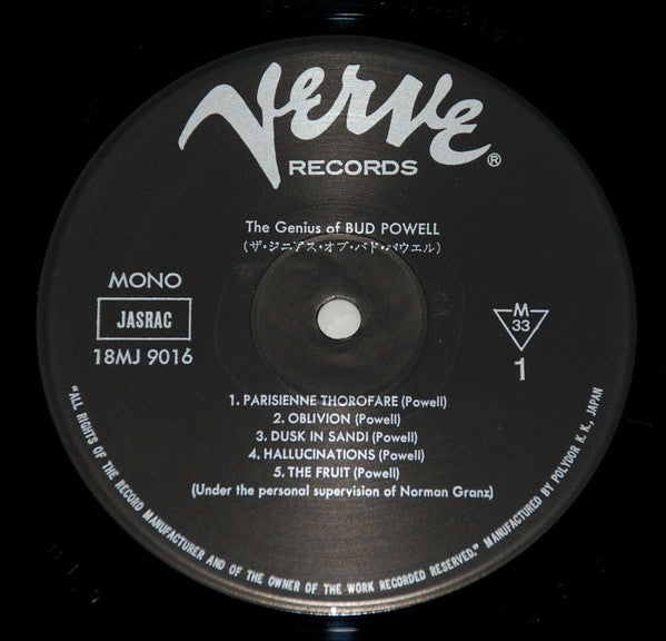 Bud Powell - The Genius of Bud Powell (LP, Album, Mono, Ltd, RE)
