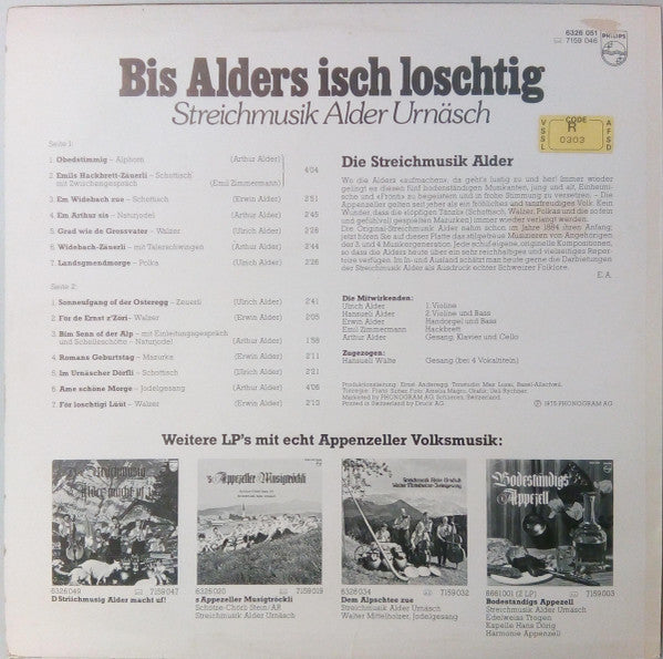 Streichmusik Alder Urnäsch - Bis Alders Isch Loschtig (LP, RE, RP)