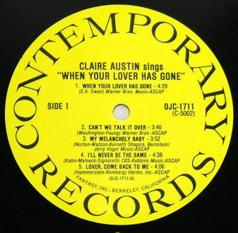 Claire Austin - Claire Austin Sings ""When Your Lover Has Gone""(LP...