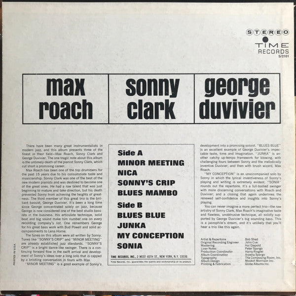 Max Roach - Max Roach, Sonny Clark, George Duvivier(LP, Album)