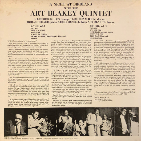 Art Blakey Quintet - A Night At Birdland, Volume 1(LP, Comp, Mono, RE)
