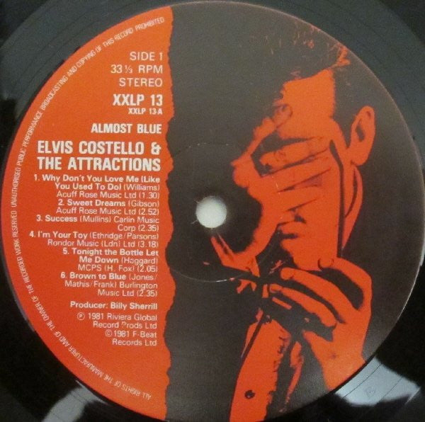 Elvis Costello & The Attractions - Almost Blue (LP, Album, Yel)