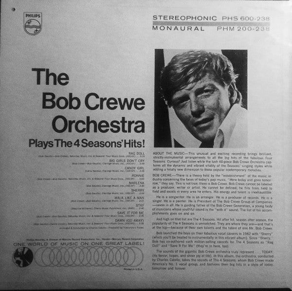 The Bob Crewe Orchestra* - Plays The 4 Seasons' Hits (LP, Album)