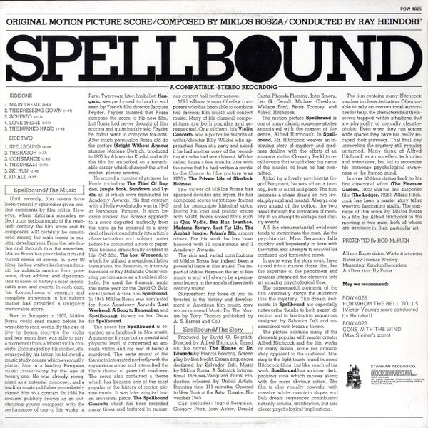 Miklos Rosza* - Spellbound (Original Motion Picture Score) (LP, Album)