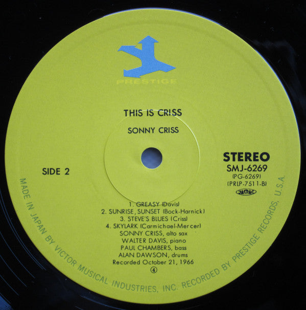 Sonny Criss - This Is Criss! (LP, Album, RE)