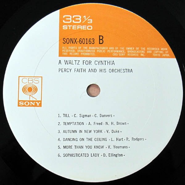 Percy Faith & His Orchestra - A Waltz For Cynthia (LP, Comp)