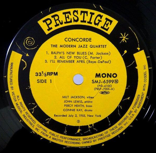 The Modern Jazz Quartet - Concorde (LP, Album, Mono, RE)